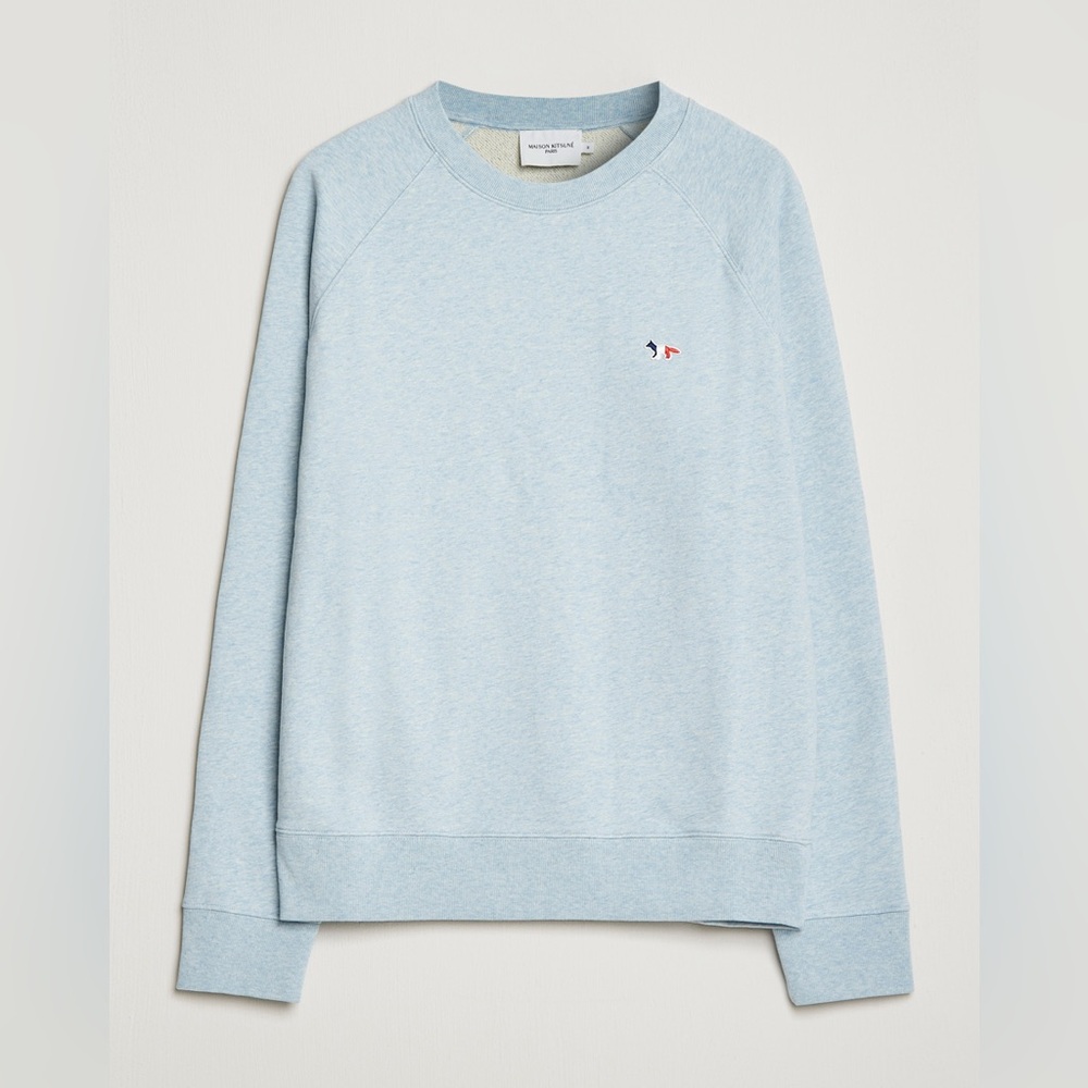 MAISON KITSUNE Light Blue tricolor fox Sweatshirt